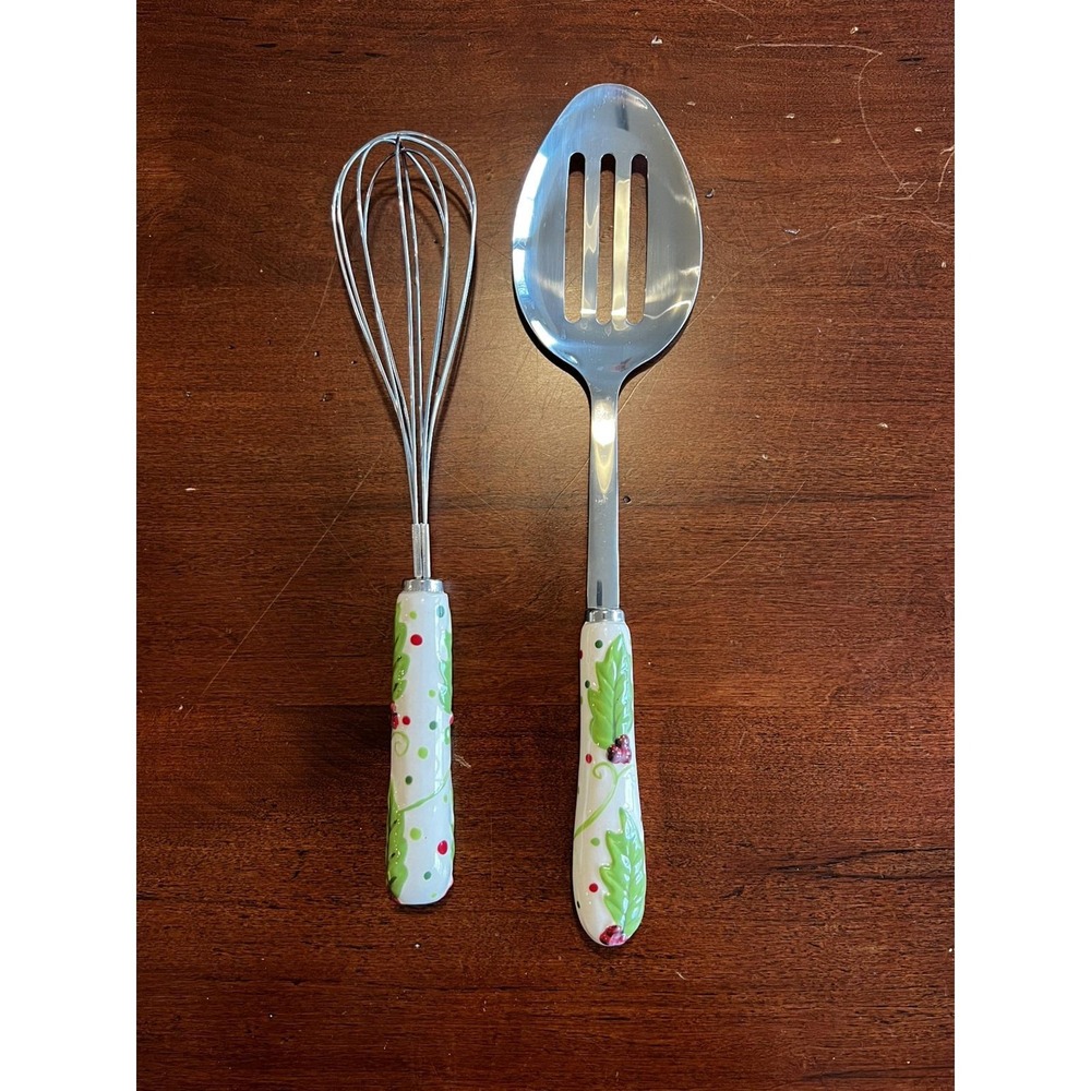 Temp-tations Winter Whimsy‎ Slotted Spoon Whisk Set Christmas Serving Utensils